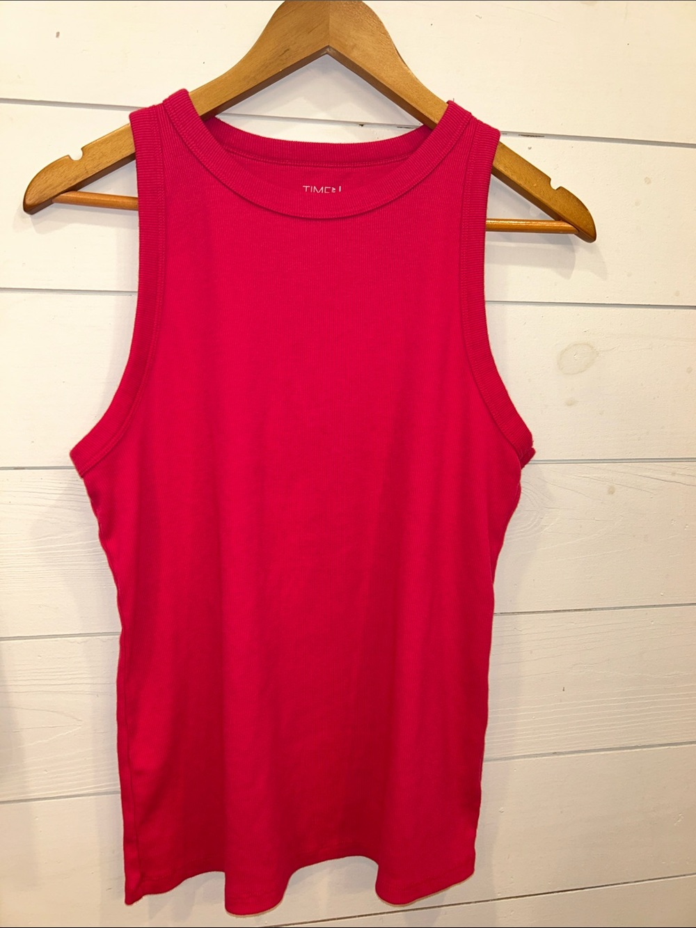 Time and Tru Ribbed Sleeveless Tank Top - Hot Pink